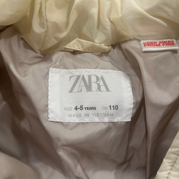 Zara Kids Girls Metallic Winter Hooded Puffer Jacket Pink White Size 4-5 Years - Picture 4 of 6